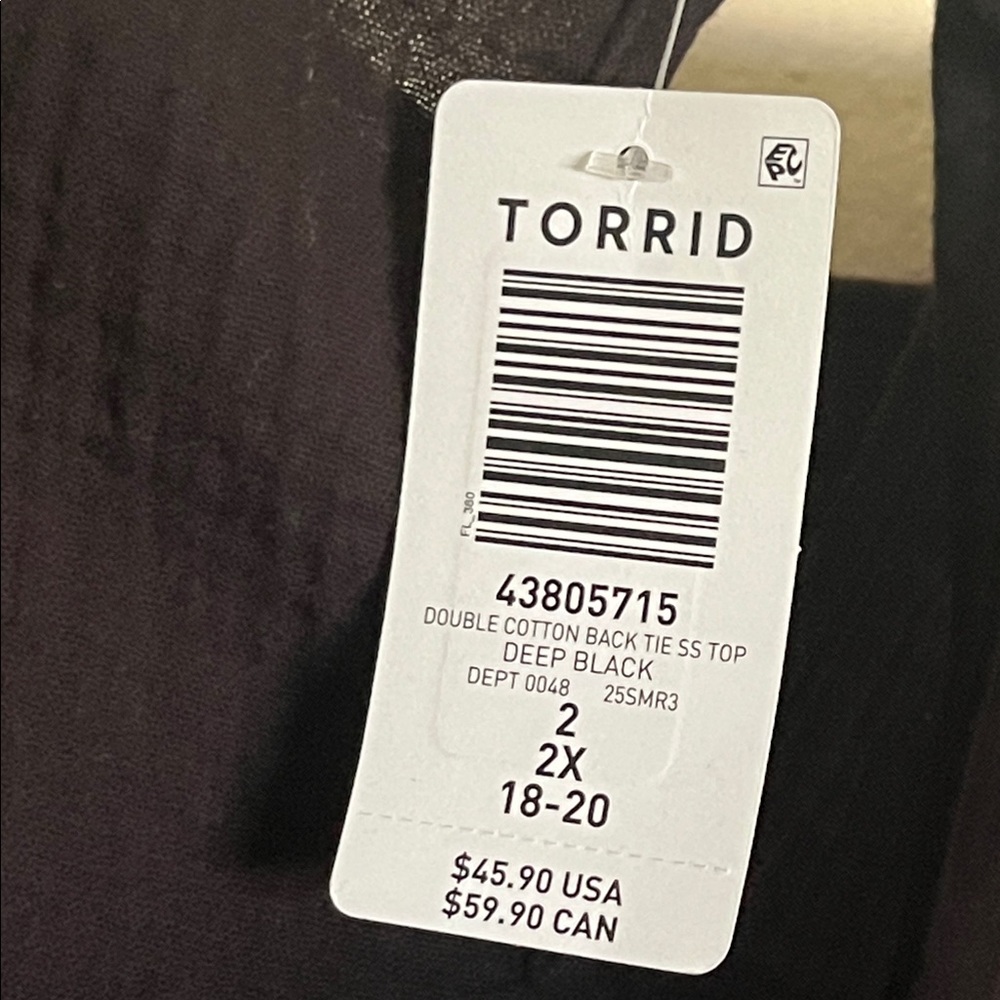 TORRID Black Tiered Women's 2X Top NWT - Picture 3 of 6